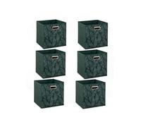 - Lot de 6 boites de rangement en tissu Herbier - 31x31x31cm - Vert