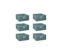 - Lot de 6 boîtes de rangement en tissu MIX 'N MODUL - L.31 x l.31 x H.15 cm - Bleu chiné - MIX 'N MODUL