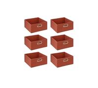 Toilinux Boîtes de rangement en tissu MIX 'N MODUL – Lot de 6 – 31×31×15 cm – Terre de sienne