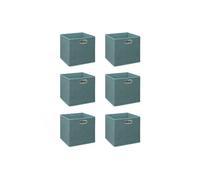Toilinux.com Lot de 6 boîtes de Rangement en Tissu Mix 'N MODUL - L.31 x l.31 x H.31 cm - Bleu chiné