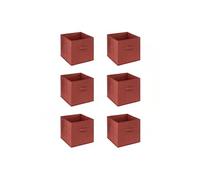Toilinux - Lot de 6 boîtes de rangement en velours MIX 'N MODUL - L.31 x l.31 x H.31 cm - Terre de sienne