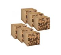 Toilinux - Lot de 6 Boîtes de rangement imprimé tropical en bambou et tissu - Marron Marron