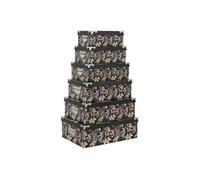 Lot de 6 Boîtes de Rangement "Jungle" 48cm Noir