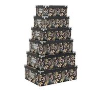 Lot de 6 Boîtes de Rangement "Jungle" 48cm Noir