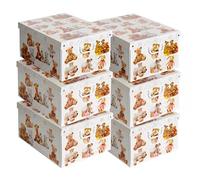 Lot de 6 Boîtes de Rangement Peluches 39×50×24 cm - Carton Rigide, Made in Italy, Design Italien Élégant - Solides et Faciles à Monter, avec Poignées