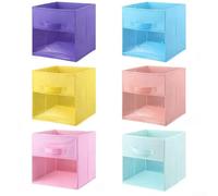 Lot de 6 boîtes de rangement pliables en tissu avec panneaux de visualisation transparents pour une organisation efficace dans n'importe quelle pièce de la maison