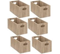 Toilinux Boîtes de rangement rectangulaires en MDF – Lot de 6 L.31×H.15 cm Beige effet bois