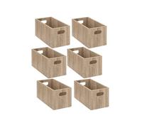 Toilinux Boîtes de rangement rectangulaires en MDF – Lot de 6 L.31×H.15 cm Beige effet bois