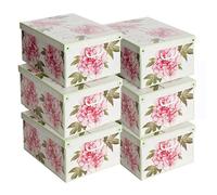 Lot de 6 Boîtes de Rangement Roses 39×50×24 cm - Carton Épais, Made in Italy, Élégantes et Solides - Design Italien, Faciles à Monter, avec Poignées