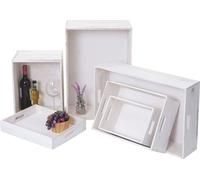 Set de 6 boîtes en bois MENDLER HWC-C20 blanc shabby Blanc