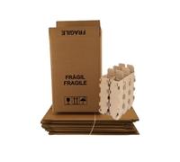 Lot de 6 boîtes en carton renforcé pour bouteilles de vin ou de verre - Boîte pour 6 bouteilles - Sécurité totale - Résistant et prêt pour les envois