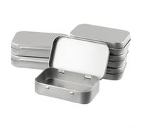 Lot de 6 boîtes en métal avec couvercle à charnière, pour boîtes de rangement en acier étamé pour petits articles, 9,4 x 6,1 x 2,1 cm, bords lisses, organiseurs réutilisables pour la maison, le bureau