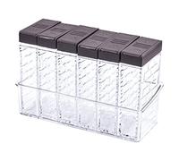 Lot de 6 Boîtes Épices en Plastique, Pots à Épices Transparent avec Plateau Boîtes Épices Cuisine pour Rangement Épices, Distributeur de Condiments Bocaux à Épices pour Restaurants Cuisines Camping