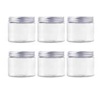 Lot de 6 boîtes vides en plastique PET 50 g/100 g/150 g avec capuchons en aluminium argenté