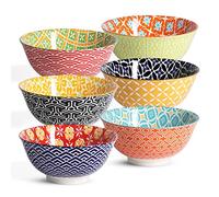 Lot de 6 bols à céréales en céramique, 652 g, bols colorés pour la cuisine, bols à soupe profonds pour dessert, salade, pâtes, crème glacée, flocons d'avoine