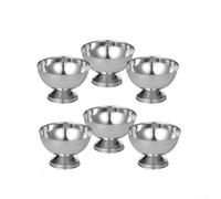 Lot de 6 bols à crème glacée, petits bols de service ronds 9,6 x 6 x 6,4 cm pour dessert, salade, sauce, robuste, brillant, facile à nettoyer, argenté