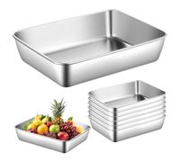 Lot de 6 bols à paner en acier inoxydable - 25,5 x 20 x 5,5 cm - En acier inoxydable - Rectangulaire - Pour paner le poisson, la viande et les légumes - Empilables et lavables au lave-vaisselle