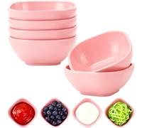 Lot de 6 bols à sauce incassables en plastique de 100 ml - Petits bols à dessert - Mini bols de préparation pour accompagnements, ketchup, collations, noix, épices (rose)