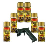 Lot de 6 bombes aérosols de peinture pour jantes de voiture - 400 ml - Avec poignée - Doré