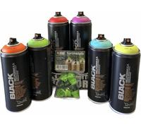Lot de 6 bombes aérosols Unicorn de 400 ml + têtes de pulvérisation de rechange Montana Spray de peinture à séchage rapide Haut couvrant