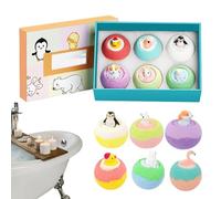 Lot de 6 bombes de bain naturelles avec gel douche parfumé durable, boules en mousse faites à la main avec figurine d'animal à l'intérieur, pour relaxation, spa, été, selfcare, anniversaire, vacances