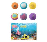 Lot de 6 bombes de bain pour enfants, 5,1 x 5,1 cm, avec jouets marins, couleurs vibrantes non staining, bombe naturelle avec poison, cadeau idéal pour les femmes et les filles