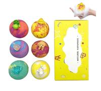 Lot de 6 bombes de bain pour enfants - Formes d'animaux surprise - Formule douce pour la peau - Cadeau de bain bio fait à la main - Bulles riches pour les filles - Pour les voyages à la maison