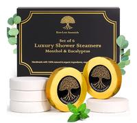 Lot de 6 bombes de douche d'aromathérapie au menthol et à l'eucalyptus pour homme et femme - Naturel, végétalien pour soulager le stress et la congestion - Coffret cadeau spa pour elle, lui, maman