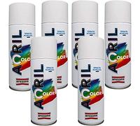 Lot de 6 bombes de peinture acrylique valve auto-nettoyante pour toutes les surfaces arexons (noir brillant RAL 9005)