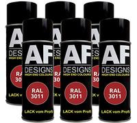 Lot de 6 bombes de peinture RAL RAL 3011 - Couleur : marron brillant