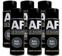 Lot de 6 bombes de peinture RAL RAL7021 - Couleur : noir et gris satiné