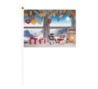 Lot de 6 bonhomme de neige de Noël 14 x 21 cm agitant un drapeau, cour, salon, concours de fête de vacances.