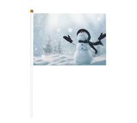 Lot de 6 bonhomme de neige joyeux de Noël 14 x 21 cm agitant un drapeau, cour, salon, concours de fête de vacances.