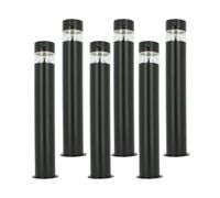 Lot de 6 Bornes Solaires LED Extérieures BALMA 50cm - Détecteur de Mouvement & Veilleuse - Fonte d'Aluminium Noir - Fixation 2-en-1 (Visser ou Planter) - Étanche IP44 - Éclairage Allée (Blanc Chaud)