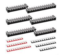 Lot de 6 borniers isolés 25 A à double rangée avec plusieurs points de connexion 8, 10, 12 pour une installation simplifiée de fil électrique (fer)