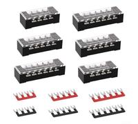 Lot de 6 borniers isolés à double rangée 15 A avec 456 points de connexion pour installations de câblage professionnelles sur (fer)