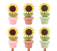 Lot de 6 bouchons d'aiguilles à tricoter, accessoires de tricot, motif tournesol, légers et compacts, 15 x 10 x 5 cm