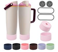 Lot de 6 bouchons de rechange compatibles avec les accessoires Owala - Bottes de protection en silicone anti-fuite - Pour bouteilles et gobelets FreeSip Sway de 880,5 g, 1,2 l - Fleurs de cerisier