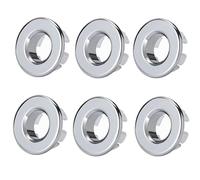 Lot de 6 bouchons de trop-plein pour lavabo - Revêtement chromé - Trou de trop-plein rond pour salle de bain et cuisine - Argenté