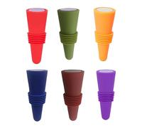 Lot de 6 bouchons de vin en silicone multicolores avec dessus en métal, conservateurs de bouteilles polyvalents, bouchons de bouteilles de boissons, sceau de bouteille multicolore