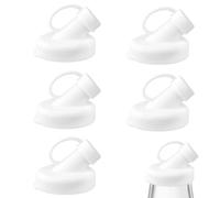 Lot de 6 Bouchons Verseurs en Silicone pour Bouteilles de Lait, Diamètre 48mm Couvercles Rechange Anti-Fuite Adaptés aux Boissons Maison (Blanc)