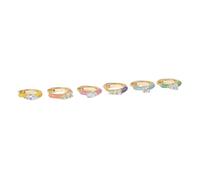 Lot de 6 boucles d'oreilles créoles avec pierres de zircone marquise multicolores pour les amateurs de mode, boucles d'oreilles légères et confortables