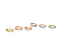 Lot de 6 boucles d'oreilles créoles élégantes et légères en oxyde de zirconium multicolores pour fêtes et événements, accessoires de mode prêts à être photographiés