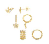 Lot de 6 boucles d'oreilles créoles plaquées or 14 carats avec feuille d'olivier, feuille de blé, pendentifs papillon, 6 mm-13 mm, poids 6 g, cadeau d'anniversaire, accessoires pour femme