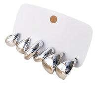 Lot de 6 boucles d'oreilles élégantes en forme de goutte d'eau pour un usage quotidien et une fête, taille unique, Comme décrit, Comme décrit.