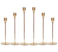 Lot de 6 bougeoirs dorés en métal pour salle à manger, centre de table, mariage, table, cheminée, dîner aux chandelles, fête