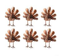 Lot de 6 bougeoirs en métal en forme de dinde pour une utilisation de table de Thanksgiving, photophores en fer conçus pour créer une décoration d'automne confortable (B assis)
