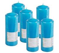 Lot de 6 bougie cylindrique naturelle en cire coloris turquoise, bougie décorative, bougie à combustion longue - Diamètre 8 x Hauteur 20 cm- JUANIO - G