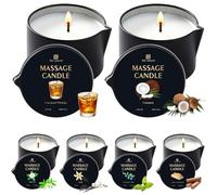 Lot de 6 bougies à huile de massage de 66,6 g - Bougies de massage au soja à basse température - 6 parfums - Thérapie spa - Huile corporelle - Cadeau de Saint-Valentin pour la détente, les couples ou