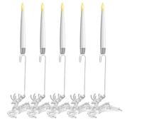 Lot de 6 bougies à LED pour sapin de Noël avec crochet en cristal transparent - Bougies coniques courtes à LED avec minuterie à distance - Bougeoirs vacillants à piles - Lumière chaude pour les
